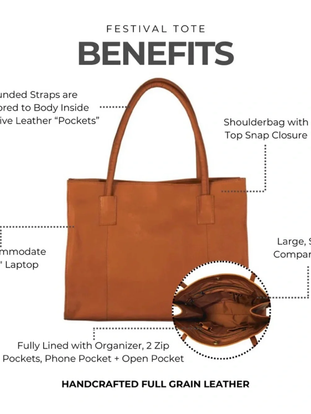 latico Dark Brown Leather Festival Tote